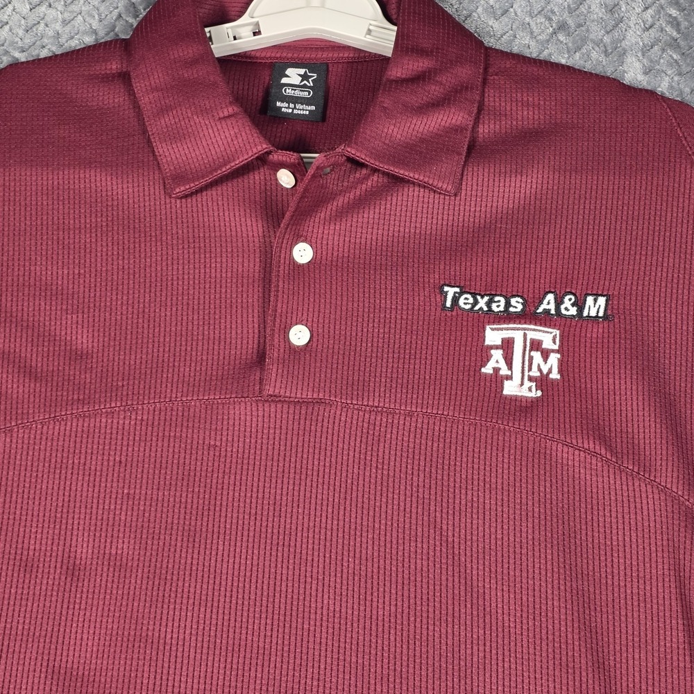 Texas A&M Aggies‎ Starter Polo Shirt Men's Medium Maroon Short Sleeve NCAA